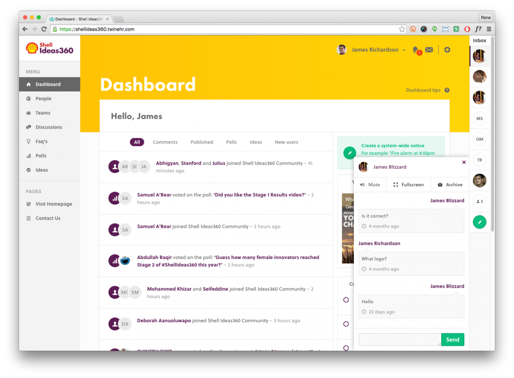 shell ideas 360 application design twinehr intranet