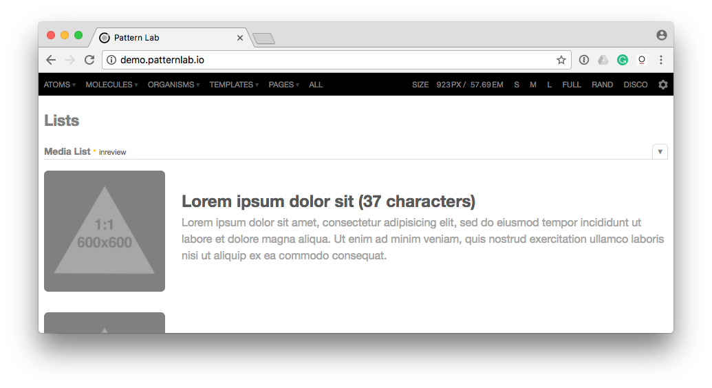 Often new features or pages can be built using existing components, such as this 'media list' which remains content-agnostic.